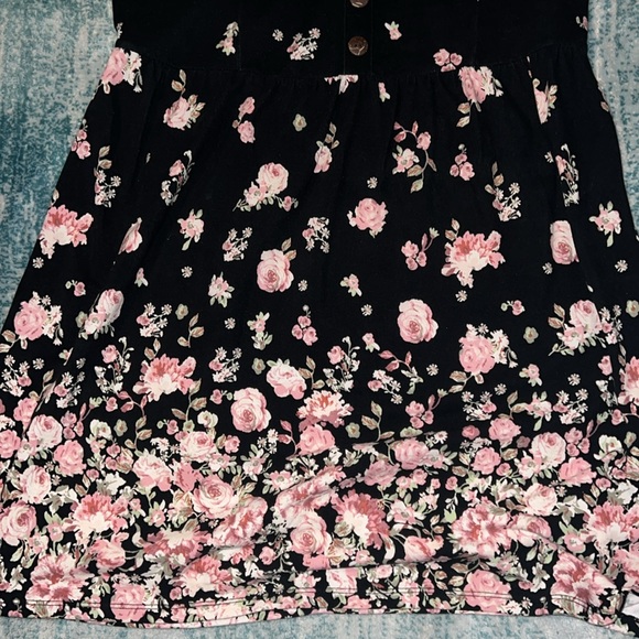 STRAPLESS BLACK AND ROSE MINI DRESS - Picture 3 of 4